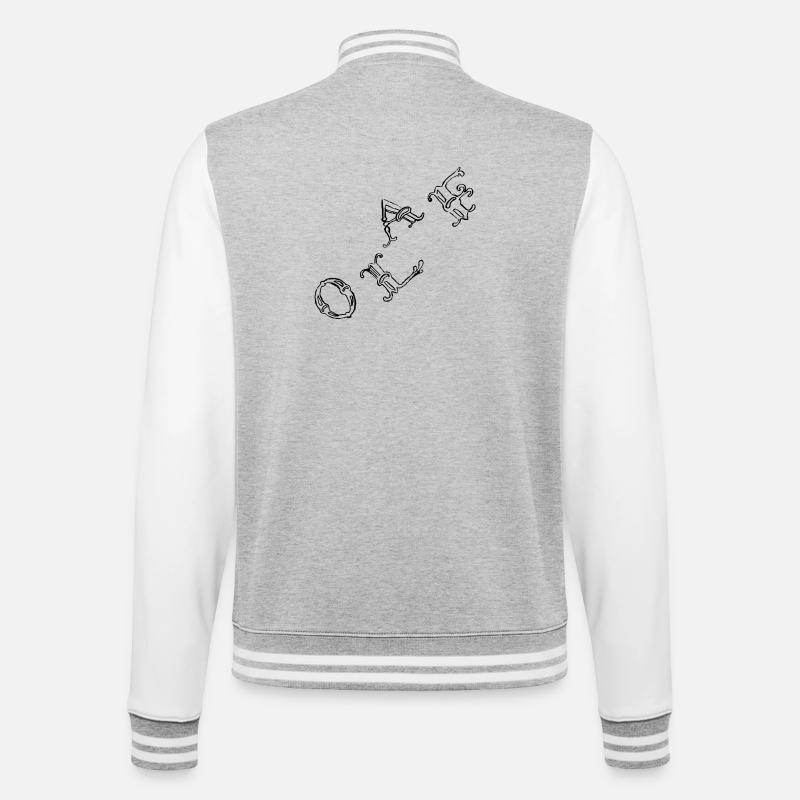 OLAF - College-Sweatjacke - Grau meliert/Weiß