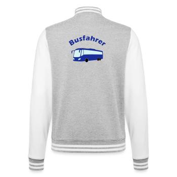 Busfahrer Design - College-Sweatjacke - Grau meliert/Weiß - Hinten - Marisol (170cm)