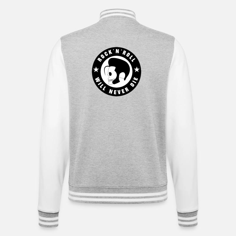 Rock and Roll und Rockabilly - College-Sweatjacke - Grau meliert/Weiß