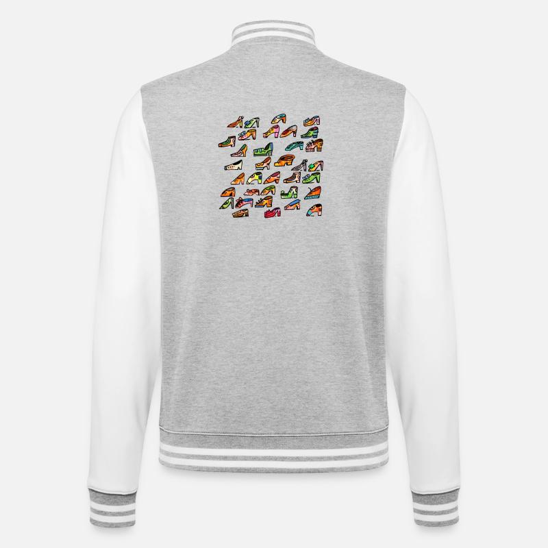 Bunte Schuhvielfalt Muster - College-Sweatjacke - Grau meliert/Weiß