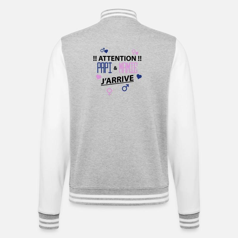 papi mamie j'arrive - Veste Teddy - gris chiné / blanc