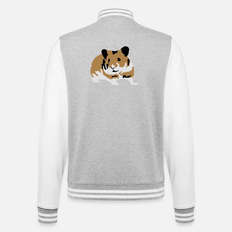 Hamster - College-Sweatjacke - Grau meliert/Weiß