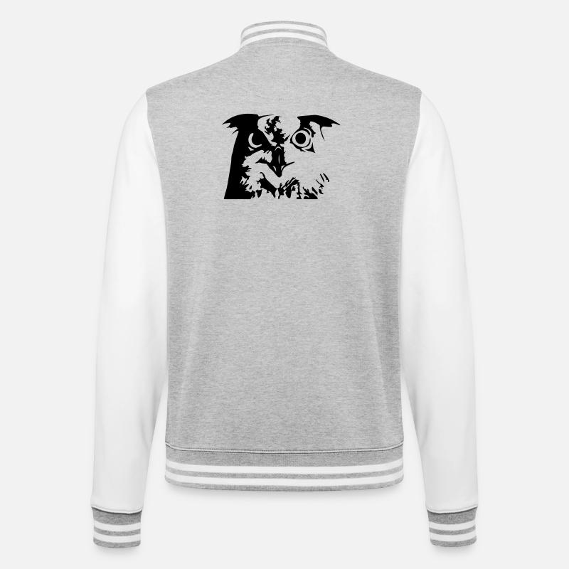 Eule, Owl - Grafik, Vogel, UHU - College-Sweatjacke - Grau meliert/Weiß