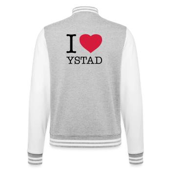 I LOVE YSTAD Schweden Sweden - College Sweat Jacket - heather grey/white - Back - Marisol (170cm)