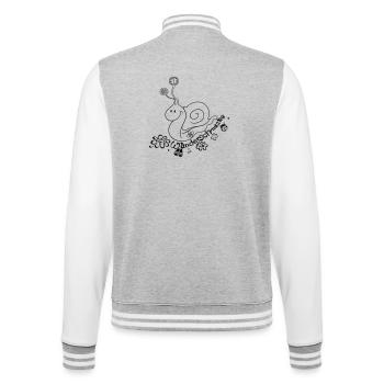 Wandern, Schnecke, hiking, snail - College-Sweatjacke - Grau meliert/Weiß - Hinten - Marisol (170cm)