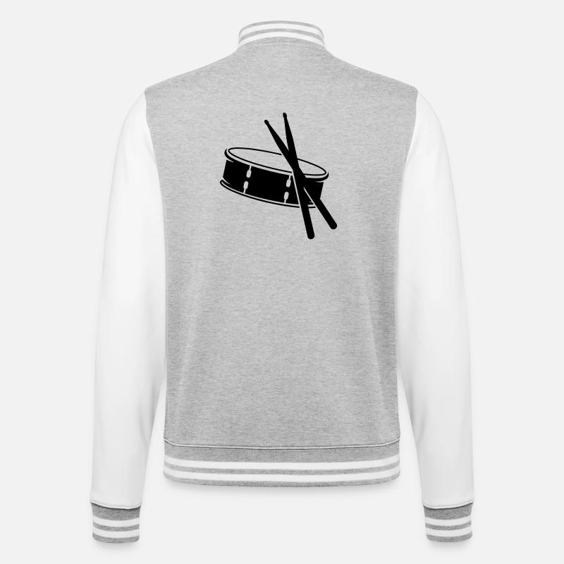 Trommel und Sticks - College-Sweatjacke - Grau meliert/Weiß