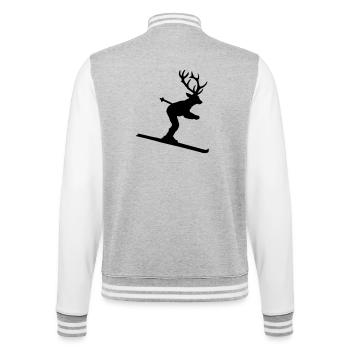 Skihisch - Apres Ski Design für Skifahrer - College-Sweatjacke - Grau meliert/Weiß - Hinten - Marisol (170cm)