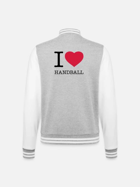 I LOVE HANDBALL Handballer - College Sweat Jacket - heather grey/white