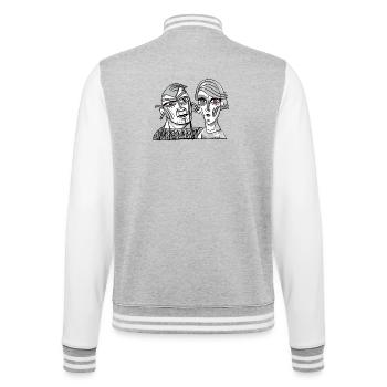 Surreale Doppelgesichter im Kontrast - College-Sweatjacke - Grau meliert/Weiß - Hinten - Marisol (170cm)