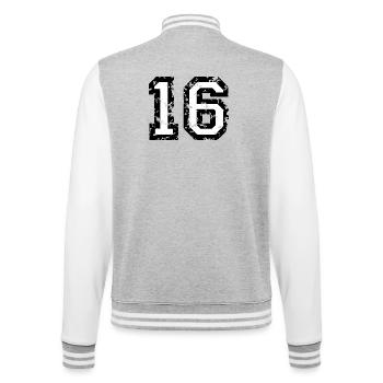 Le numéro seize - No. 16 (deux couleurs) blanc - Veste Teddy - gris chiné / blanc - Dos - Marisol (170cm)