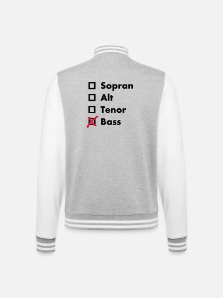 Bass - College-Sweatjacke - Grau meliert/Weiß