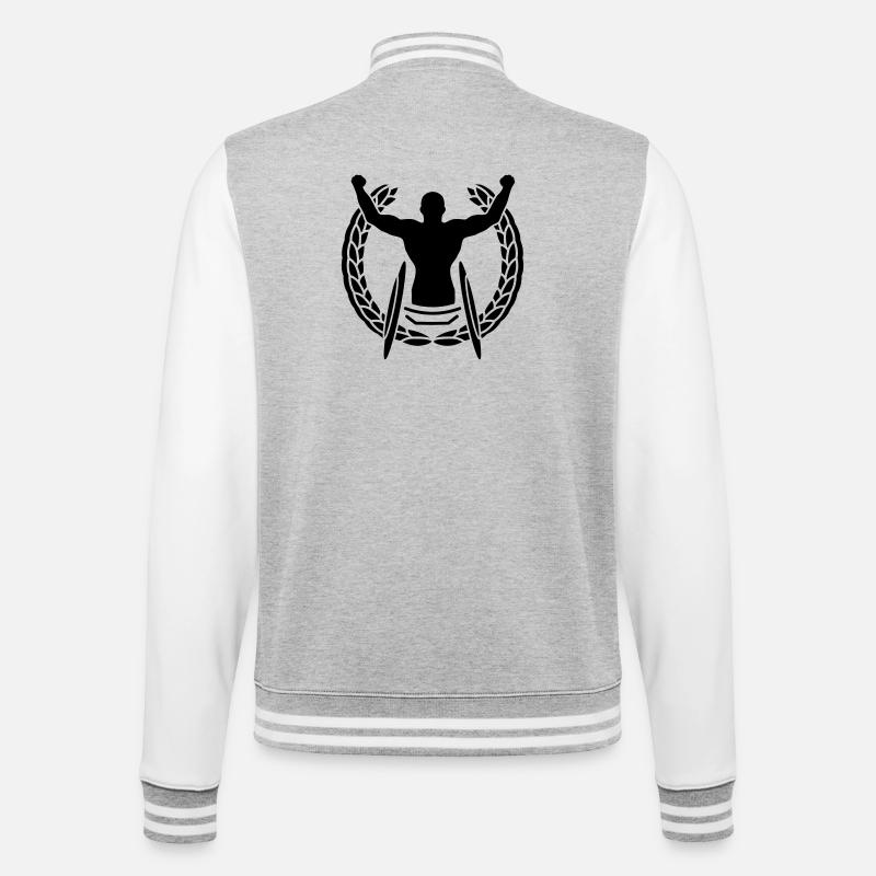 Sieger im Rollstuhl - College-Sweatjacke - Grau meliert/Weiß
