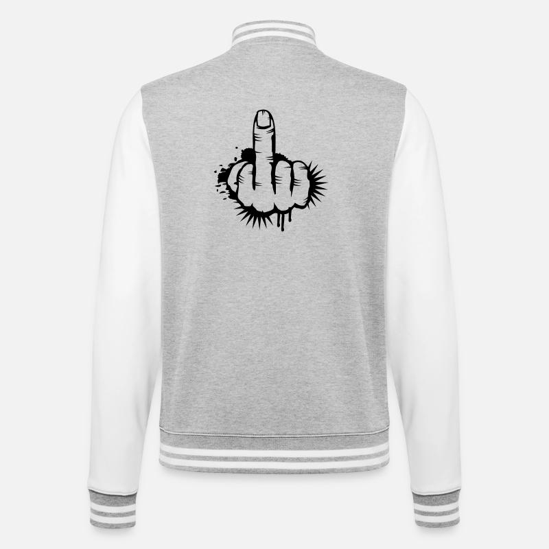 Mittelfinger Graffiti - College-Sweatjacke - Grau meliert/Weiß