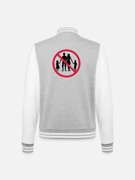 familie verboten schild zone keine kinder geschwis - College-Sweatjacke - Grau meliert/Weiß