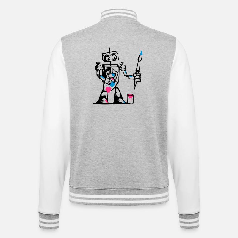 A robot with a paintbrush - College Sweat Jacket - heather grey/white