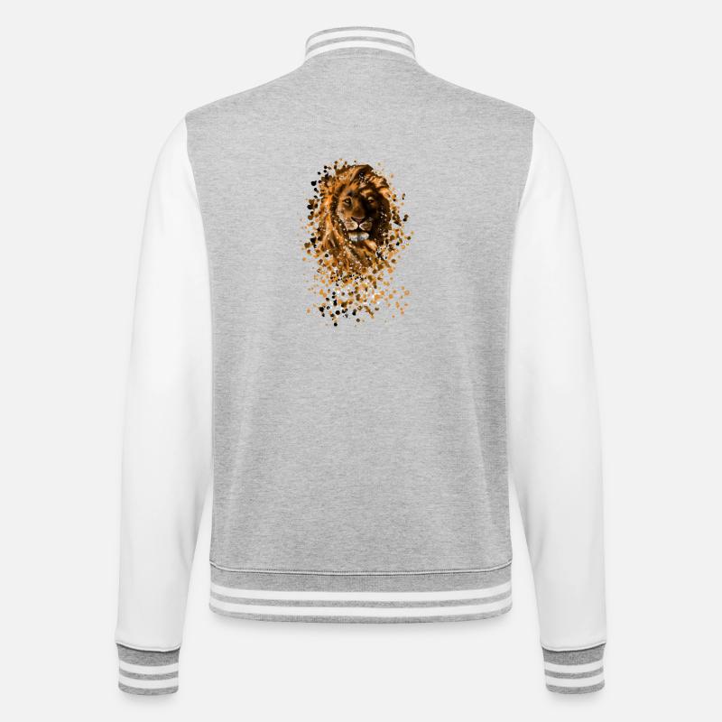Löwe - College-Sweatjacke - Grau meliert/Weiß
