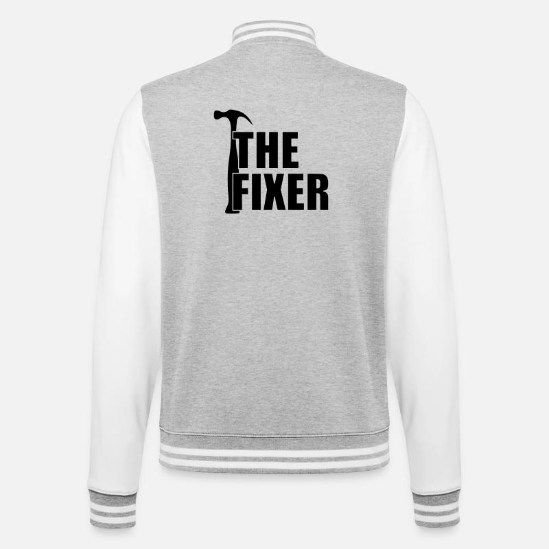 The Fixer ! - College-Sweatjacke - Grau meliert/Weiß