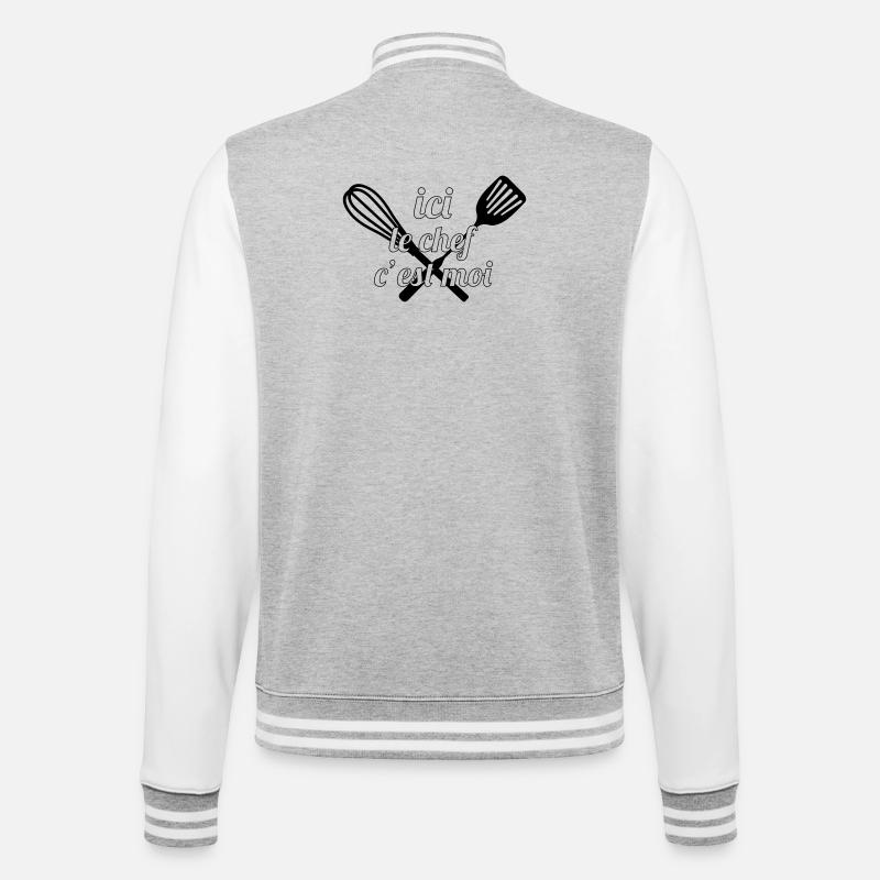 Ici le Chef, c'est moi ! - College-Sweatjacke - Grau meliert/Weiß