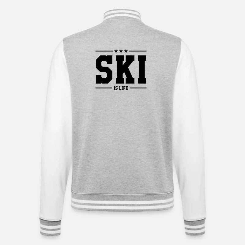 Ski is life - College-Sweatjacke - Grau meliert/Weiß