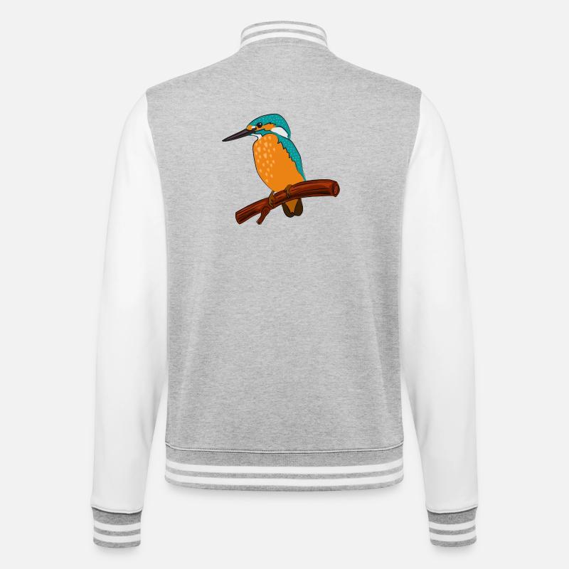eisvogel vogel bunt - College-Sweatjacke - Grau meliert/Weiß