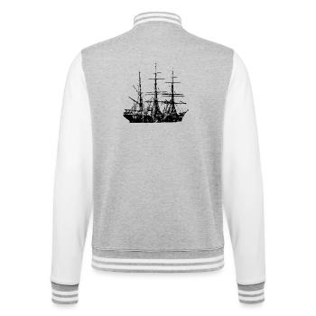 Sailing Ship Sailing Design Vintage (EU) - College Sweat Jacket - heather grey/white - Back - Marisol (170cm)