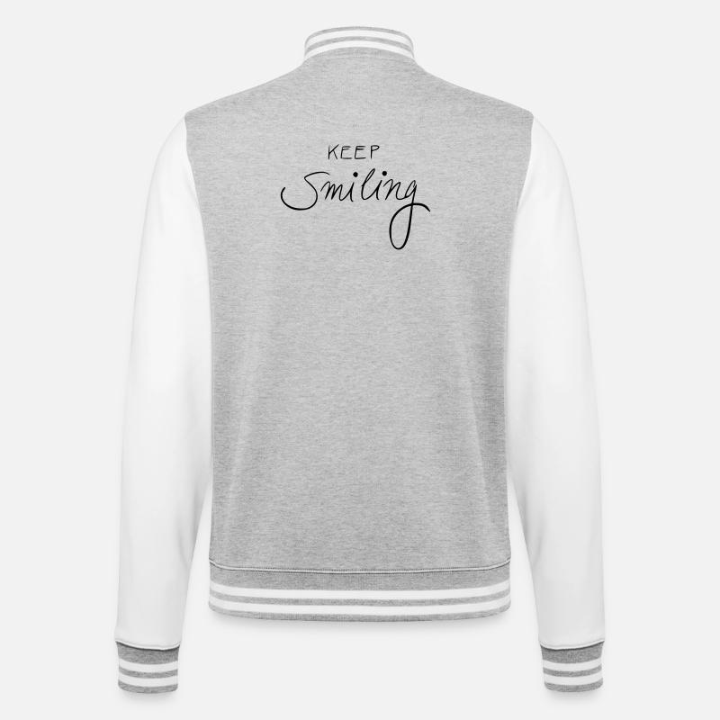 keep smiling - College-Sweatjacke - Grau meliert/Weiß