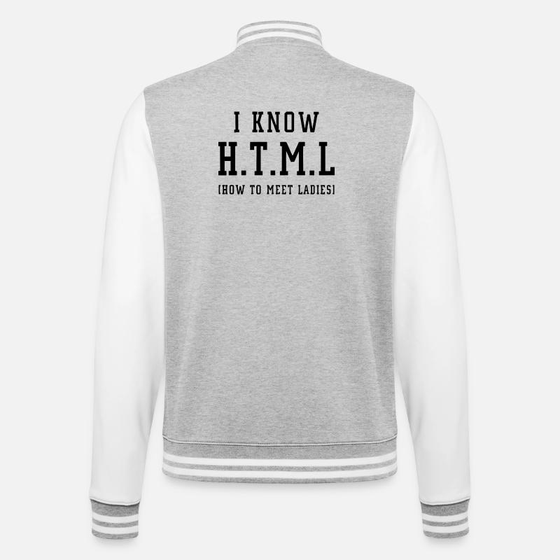 I know HTML - College Sweat Jacket - heather grey/white