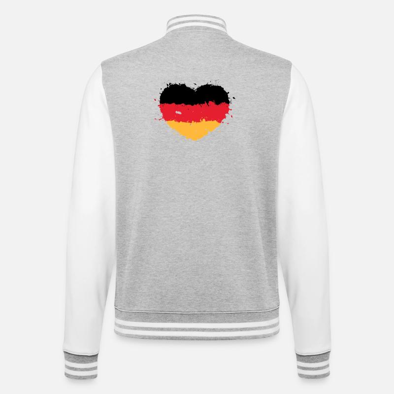 Germany Heart Black Red Gold - College Sweat Jacket - heather grey/white