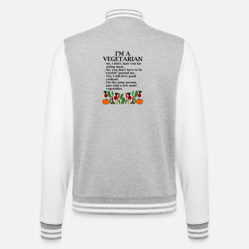Je suis végétarienne. Citations végétariennes - Veste Teddy - gris chiné / blanc