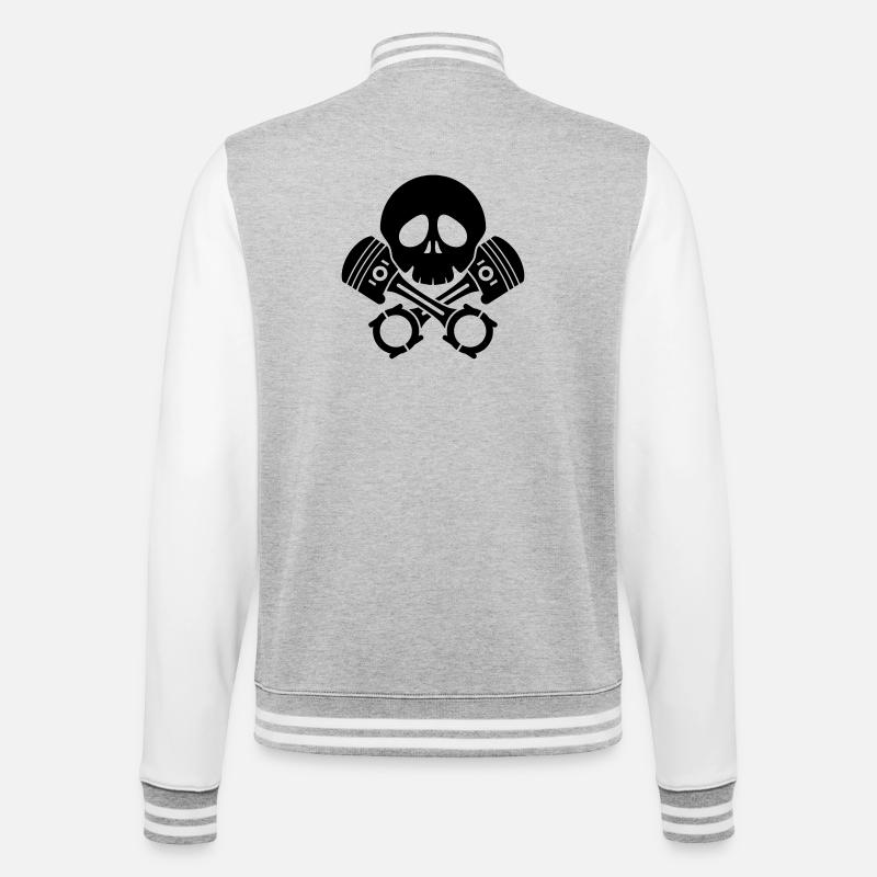 schädel kolben motor - College-Sweatjacke - Grau meliert/Weiß