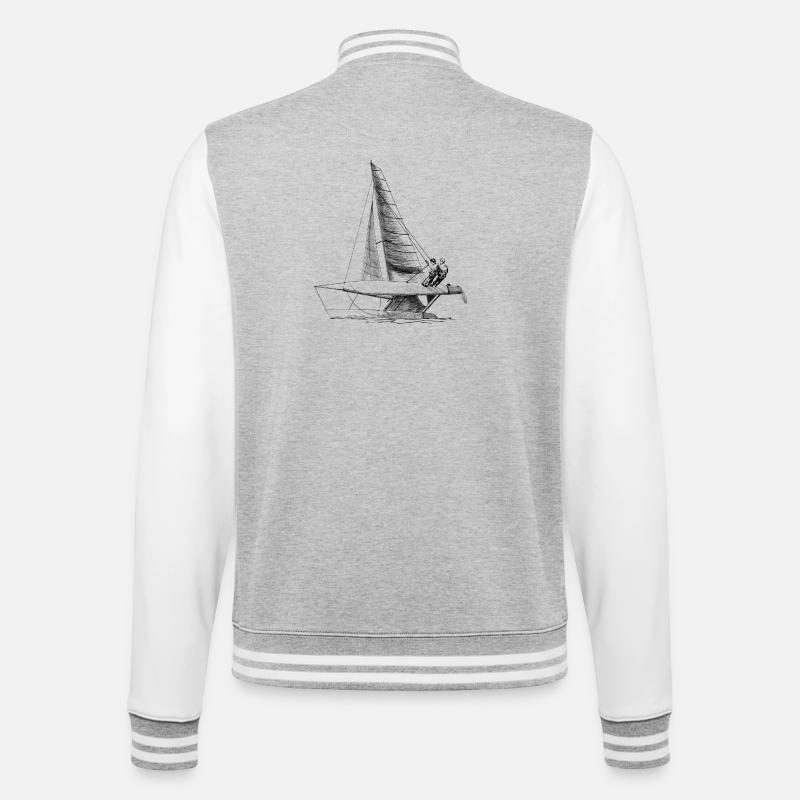katamaran - College-Sweatjacke - Grau meliert/Weiß