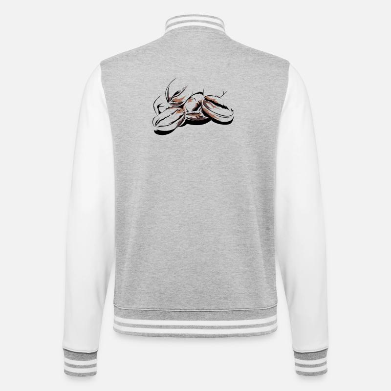 Kaffeebohnen Cafe Illustration Logo Kaffeezeit - College-Sweatjacke - Grau meliert/Weiß