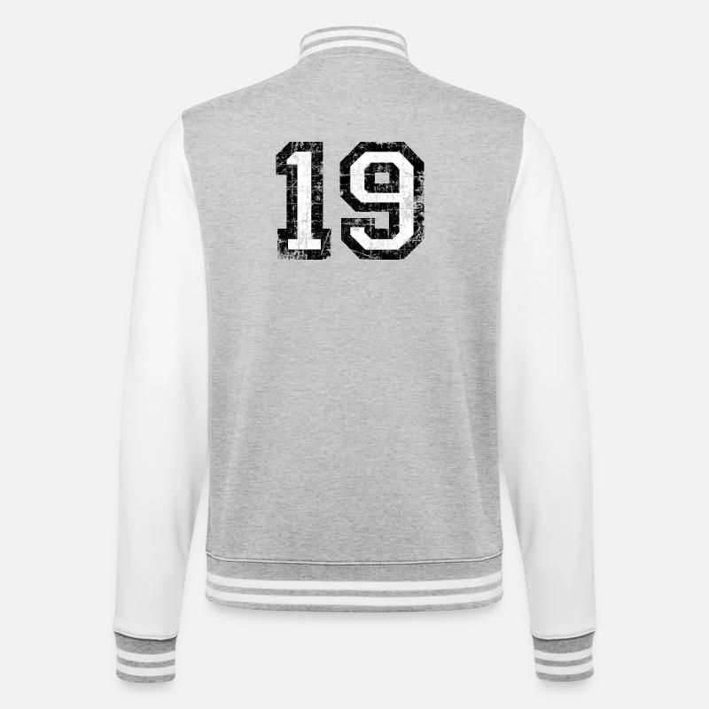 Number 19 number nineteen 19th birthday nineteenth - College Sweat Jacket - heather grey/white