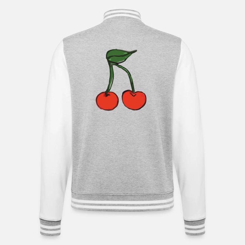 kirsche cherry - College-Sweatjacke - Grau meliert/Weiß