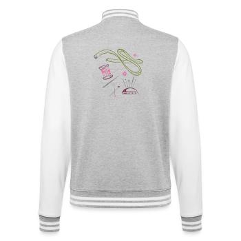 Handmade sewing fashion fashion designer - College Sweat Jacket - heather grey/white - Back - Marisol (170cm)