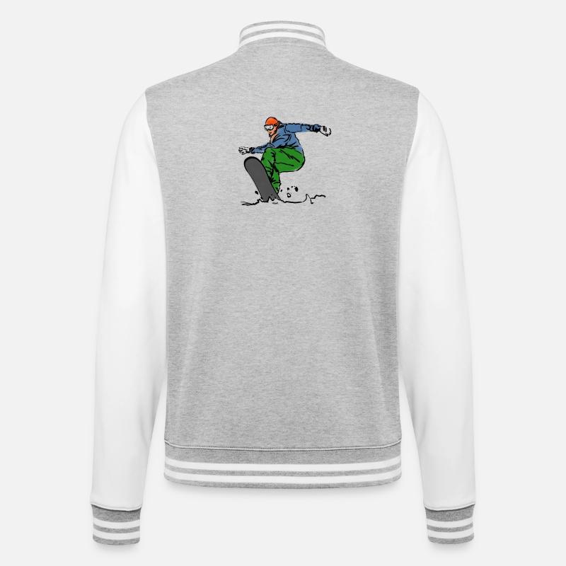 Snowboarder - College-Sweatjacke - Grau meliert/Weiß