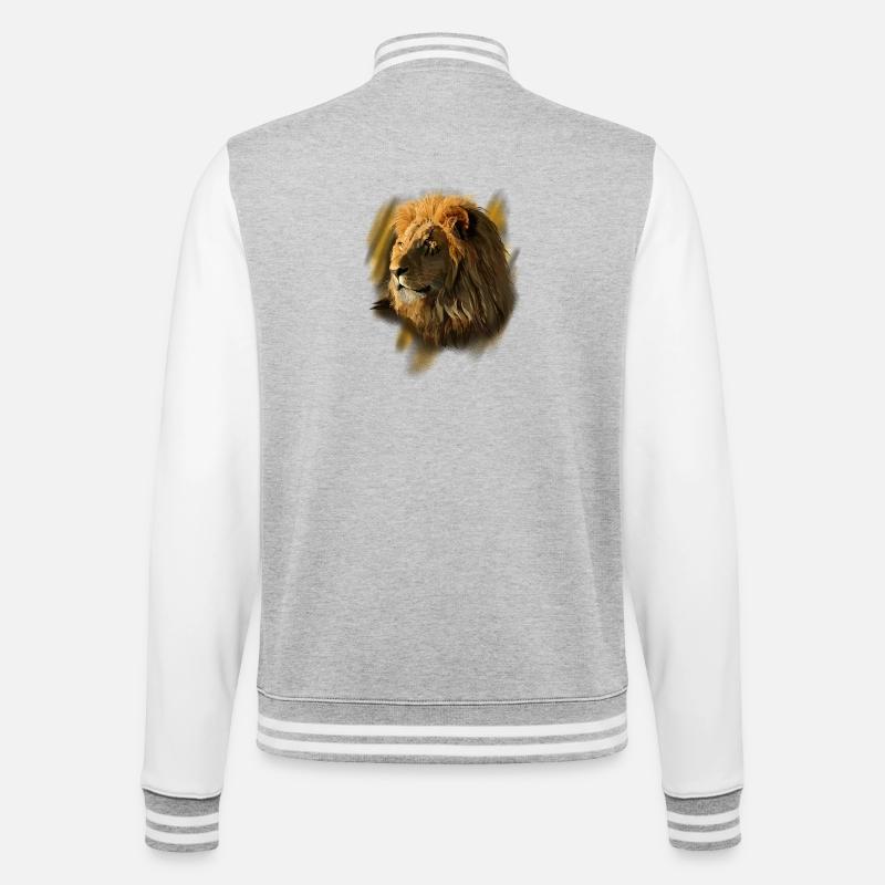 Löwe - College-Sweatjacke - Grau meliert/Weiß