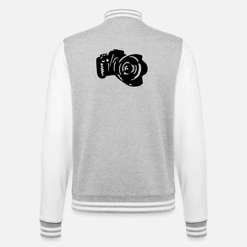caméra - Veste Teddy - gris chiné / blanc