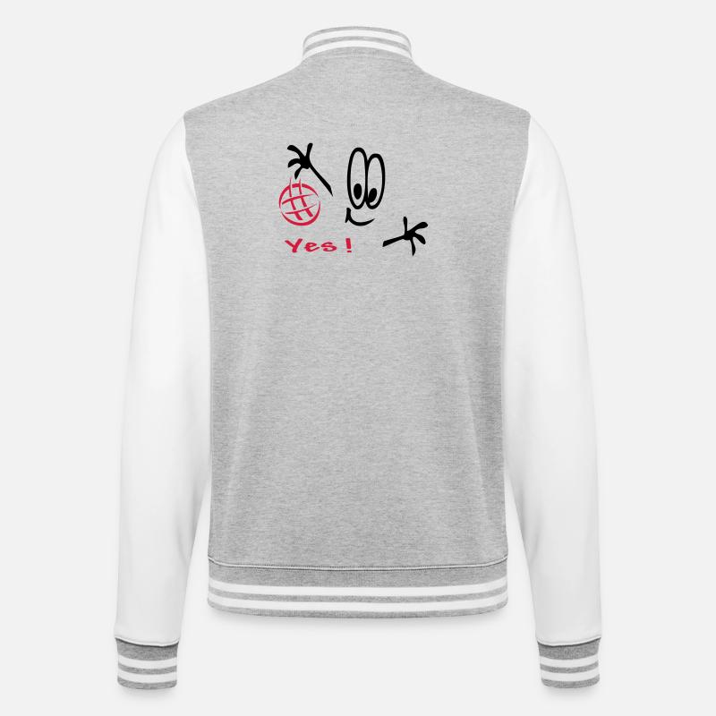 Handball, Comic, Sport - College-Sweatjacke - Grau meliert/Weiß