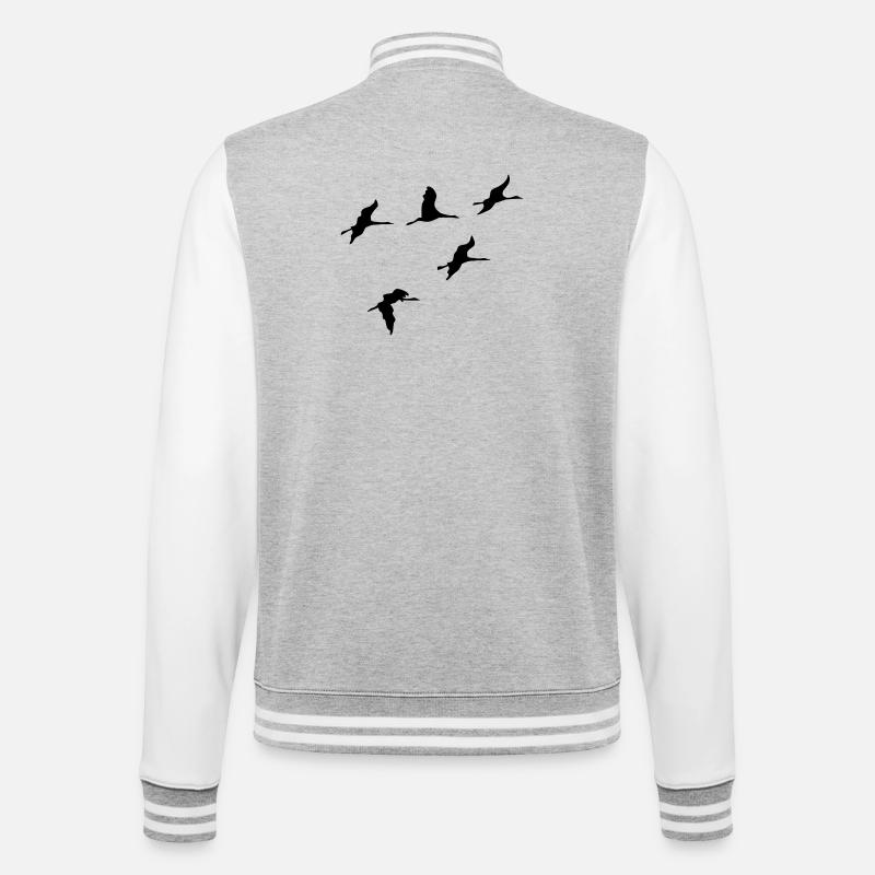 kraniche vogel reise - College-Sweatjacke - Grau meliert/Weiß
