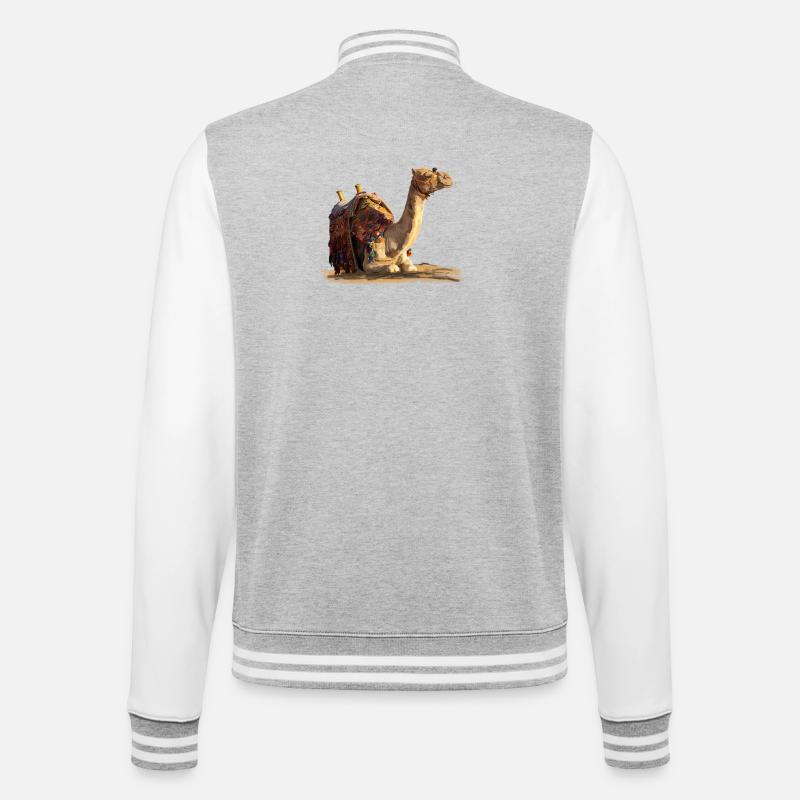 kamel - College-Sweatjacke - Grau meliert/Weiß