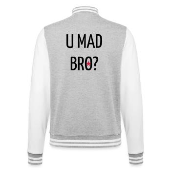 Citation / Geek / Gaming / Gamer / Nerd - Veste Teddy - gris chiné / blanc - Dos - Marisol (170cm)