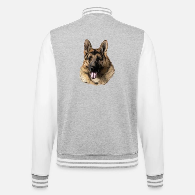 German shepherd - College Sweat Jacket - heather grey/white