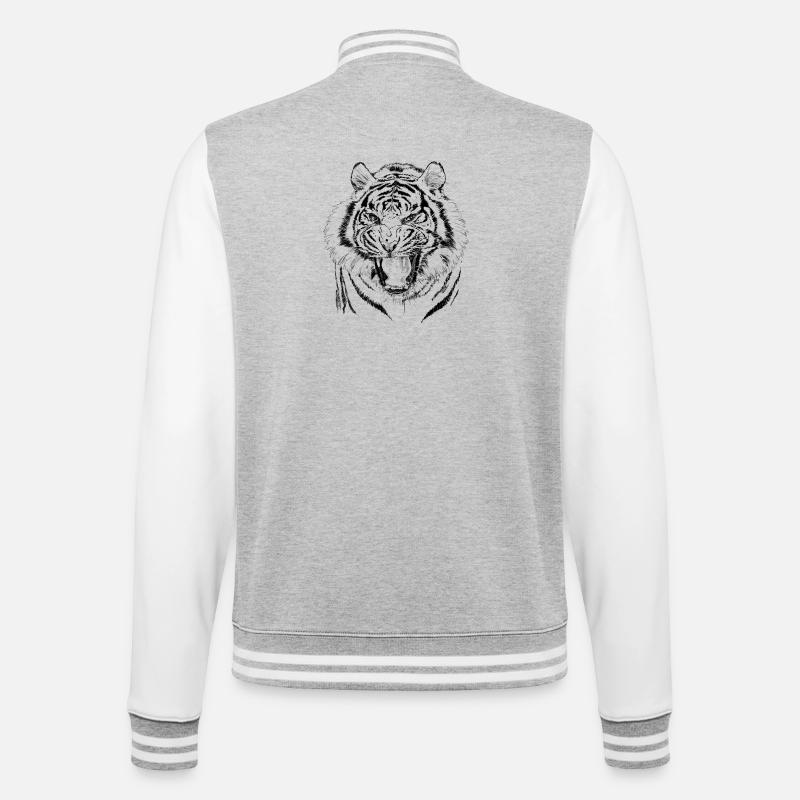 Tiger - College-Sweatjacke - Grau meliert/Weiß