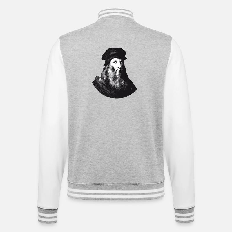 Leonardo Da Vinci - College-Sweatjacke - Grau meliert/Weiß