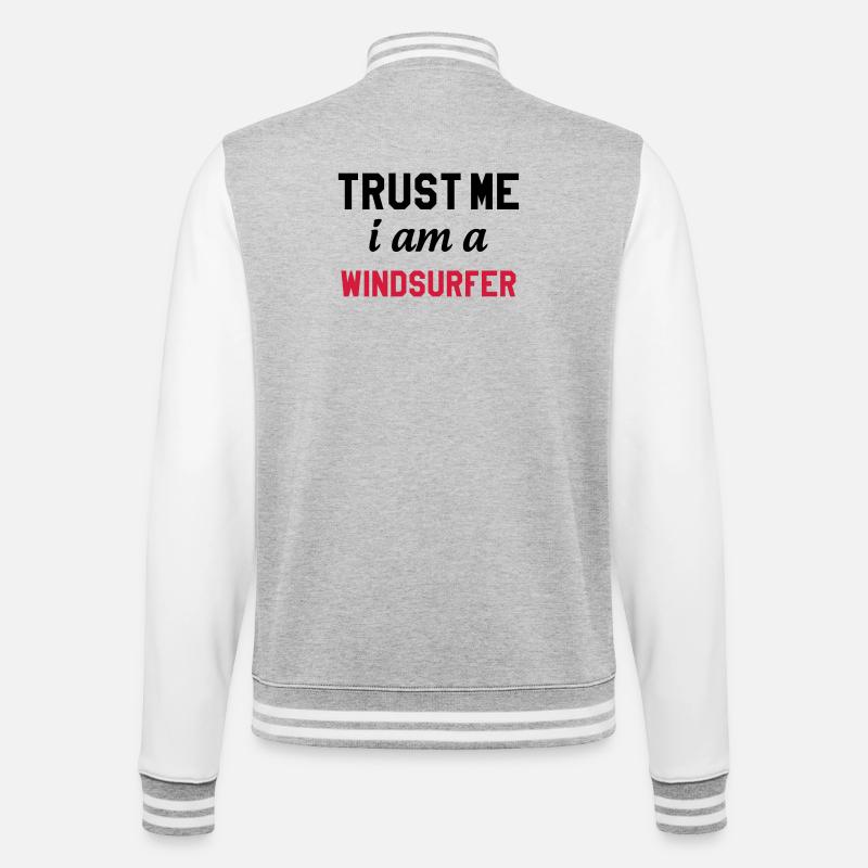 Windsurfen / Windsurfer / Windsurf / Windsurfing - College-Sweatjacke - Grau meliert/Weiß
