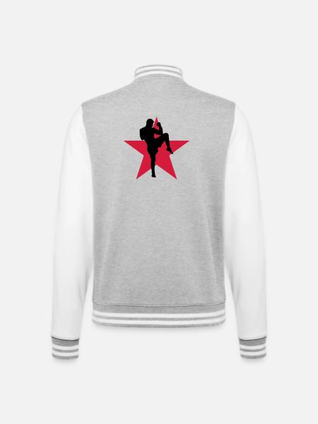Kickboxing / Kick-Boxeur / Kick Boxing / - Veste Teddy - gris chiné / blanc