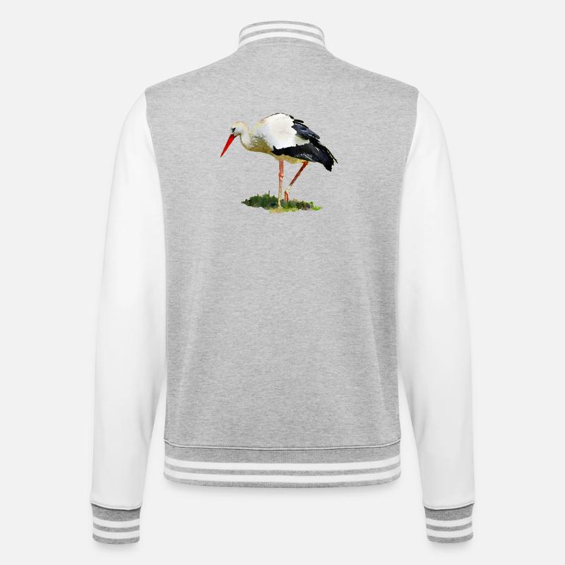 storch vogel - College-Sweatjacke - Grau meliert/Weiß