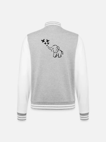 elephant - College Sweat Jacket - heather grey/white