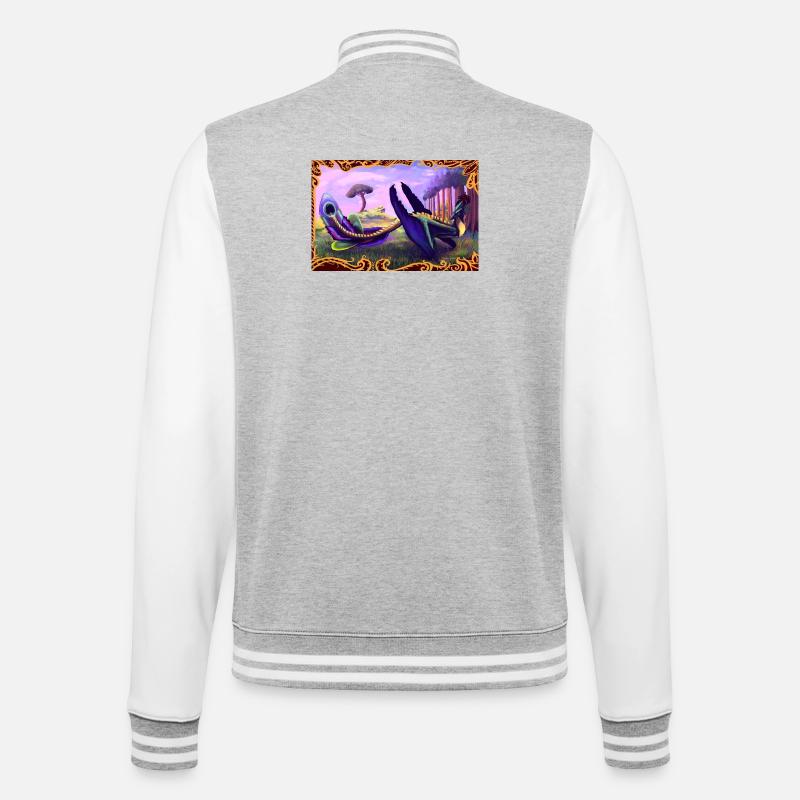 Dinosaur - College Sweat Jacket - heather grey/white